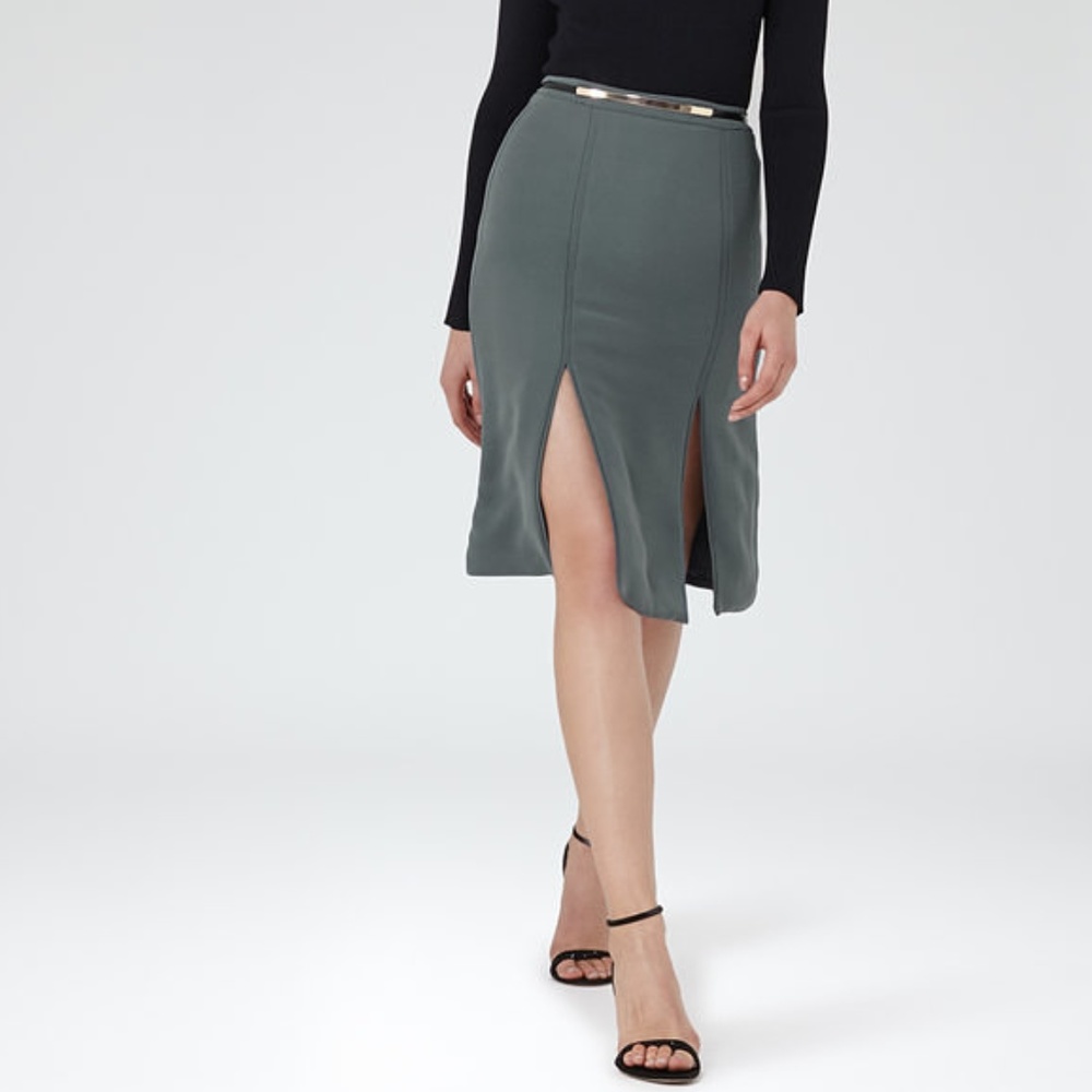 NWT REISS Ennis Split Side skirt in Kingfisher
